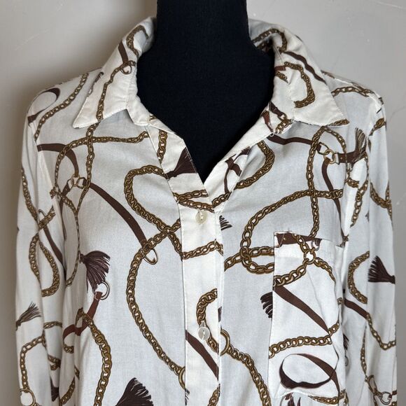 Intro Shirt Dress Women's Size Large NWT Horse Bridle Equesterian Cowgirl Rodeo - Picture 2 of 16